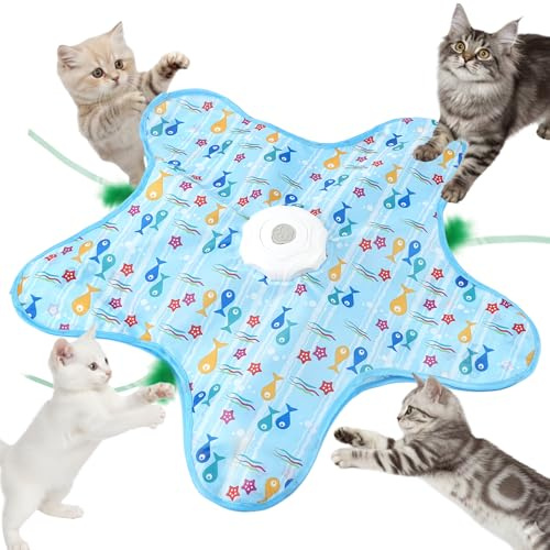 AUYAO Juguete Interactivo Gatos, Eléctrico Recargable, Patrón Pez