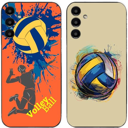 2 st anti-fingeravtryck reptålig hållbar nedbrytbar TPU-gel tunn skyddande baksida telefonfodral skydd kompatibel med (Samsung Galaxy A17/F17 5G, klassisk volleyboll)