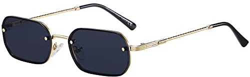 H HELMUT JUST Lunette de Soleil Rectangulaire Petite pour Femme Homme Montura Noir Anti UVA UVB