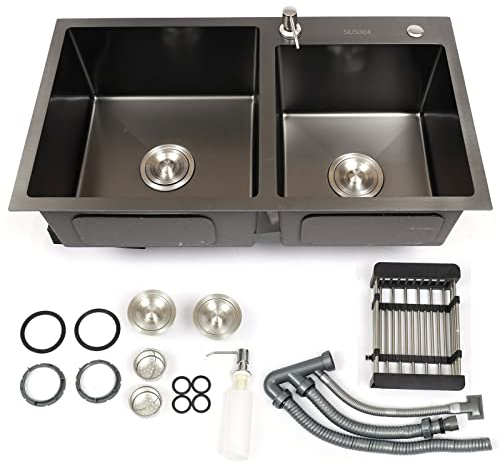 Küchenspüle Doppelbecken Einbauspüle Edelstahlspüle Spülbecken 78 x 43 x 22 cm