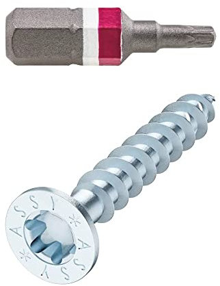Tornillo universal ASSY | CSMP acero galvanizado, 5 x 55, rosca completa, cabezal avellanado RW, 50 unidades con bit