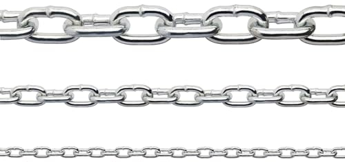 Constrabo® Catena in acciaio inox a maglie corte, DIN 766, 1,5 m, diametro 4 mm, acciaio inox 316 (V4A), catena in acciaio inox al metro, catena di sicurezza, catena di sicurezza rotonda