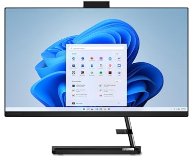 Lenovo Ideacentre AIO 3 24IAP7 - Allt-i-ett-stationär dator 23,8 tum FHD (Intel Core i5-12450H, 8 GB RAM, 512 GB SSD, Intel UHD Graphics, Windows 11 Home) azerty-tangentbord och USB-mus - svart