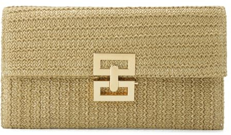 Jywmsc halm clutch plånböcker för kvinnor sommar strand väska vävd plånbok rotting kuvert clutch för bröllop, Aprikos