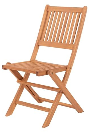 LOLAhome Silla de jardín Resistente y Plegable | De Madera natual sostenible de Acacia con FSC | para Exterior, jardín, terraza, balcón o Piscina | Kate