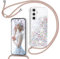 Handyband für Samsung Galaxy A16 5G/4G Hülle mit Band, Glitzer Treibsand Handyhülle mit Kordel zum Umhängen Transparent Stoßfest Schutzhülle mit Kette Schnur, Quicksand Necklace Case in Roségold