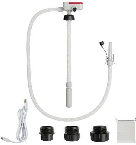 SOARS Pompa di Trasferimento Carburante, Pompa Elettrico Carburante Alimentato da Batteria/USB, con Sensore di Spegnimento Automatico, 3 Adattatori per Bidoni di Gas, Benzina, Olio, Diesel (12 LPM)