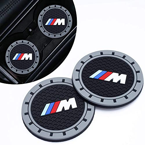Car Cup Coaster, Drink Holder Coaster Compatible with BMW M M2 M4 M5 M6 M8 X1 X2 X3 X5 X6 M135i M240i Z4 328i X7, 2PCS-Black