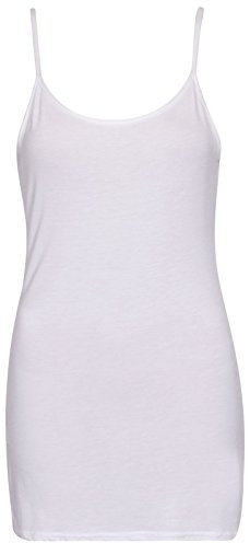Womens Plain Sleeveless Ladies Stretch Round Scoop Neckline Camisole Long Strappy Vest Tank Top Plus Size