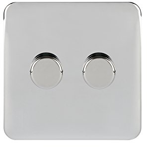 Schneider Electric GGBL6022CPCS Schneider Electric Lisse Screwless Deco Uni Dimmer 2G 2way 250W/VA PC, 250 W, 240 V, Polished Chrome