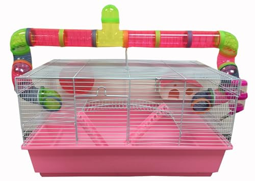 Large 23 Habitat Hamster Guinea Pig Rodent Gerbil Mouse Mice Rat Cage Long Crossing Tube & Deep Tray
