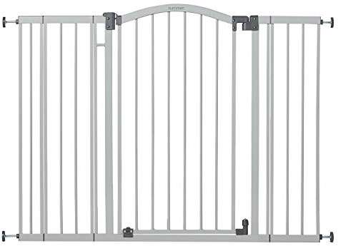 Summer Infant Extra Tall & Wide Safety Pet and Baby Gate, 29.5-53 Wide, 38 Tall, Pressure or Hardware Mounted, Install on Wall or Banister in Doorway or Stairway, Auto Close Walk-Thru Door - Gray