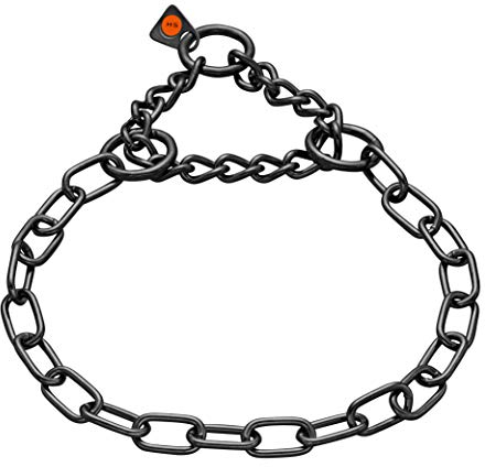 Sprenger Hundehalskette mit Durchzugskette 3mm I Edelstahl rostfreie Hundehalsband für kurz- und langhaar Hunderassen bis 55 kg, 55 cm schwarz