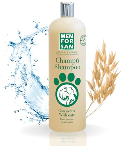 MENFORSAN Hundeshampoo mit Haferflocken | Weichmachende und beruhigende Wirkung | Für empfindliche und empfindliche Haut | 100% natürlicher Hafer | Milder Duft | 1L