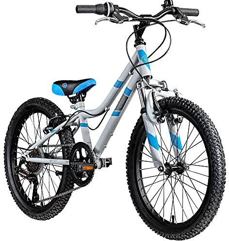 Galano GA20 20 Zoll Kinderfahrrad MTB Jugendfahrrad Mountainbike Jugend Kinder Fahrrad ab 6 (grau/blau, 26 cm)