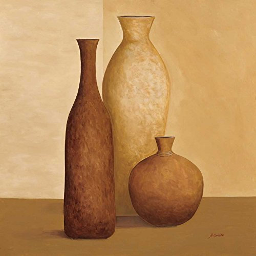 ART-PRINT-on-matt-paper-220gr- Simplistic I Cometa Emmanuel - Floral square Image Beige Bronze Brown Pots Vase Fine art Print 11_X_11_in
