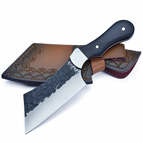 JPCRMOV Outdoor Messer Jagdmesser Feststehende Full Tang, Gürtelmesser Camping Survival Messer Handgeschmiedete Bushcraft Messer Stahl X50CR15MoV