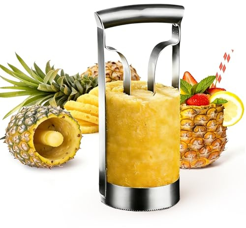 MOUMOUTEN Kitchen Pineapple Peeler Corer, Stainless Steel Cutter Fruit Slicer Core Remover Spiral Easy Tool for Homemade Camp Restaurant Hotel 3inch