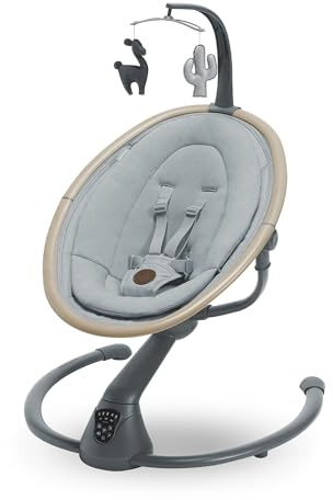 Maxi-Cosi Cassia Babywippe Elektrisch, 0–6 Monate, max. 9 kg, Babyschaukel Elektrisch, 12 Melodien, 360°-Sitzdrehung, automatische Bewegungserkennung, 5 Geschwindigkeiten, Beyond Grey