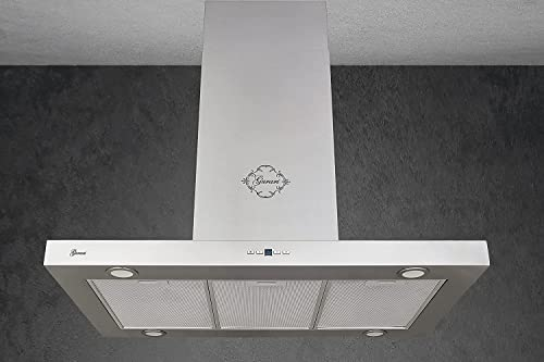 GURARI 431 90 IS Pr Hotte îlot 90 cm, 1000 m³/h, acier inoxydable, télécommande, 4 LED 1,5 W