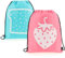 com-four® 2x Kühlbeutel - flache Thermo-Kühlbox - Kühl-Rucksack mit Zugband und Trägern - kleine Isoliertasche für Picknick, Camping, Outdoor, Sport - moderne Kühltasche 4 Liter (blau. rosa)