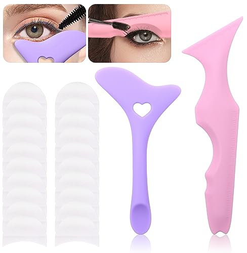 Scettar 22 Plantilla Eyeliner Ojos incluir 2 Silicona Plantilla Delineador de Ojos y 20 Sombra De Ojos Protector, Delineador Plantilla Multiusos Regla de Belleza de Silicona para Principiantes