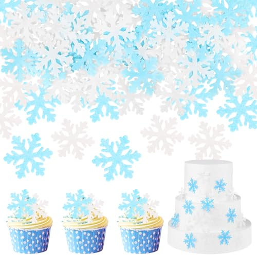 50 decorazioni commestibili per torte a forma di fiocchi di neve, decorazione per torte congelate, decorazione per torte commestibili, decorazione per cupcake, cupcake, cupcake, muffin per compleanno