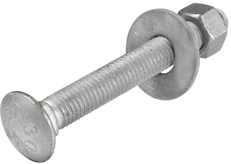 3/8 x 3-1/2 (50 Pack) Galvanized Carriage Bolt Kit, Grade 307A, Hot Dip Galvanized for Exterior Use by Makers Bolt