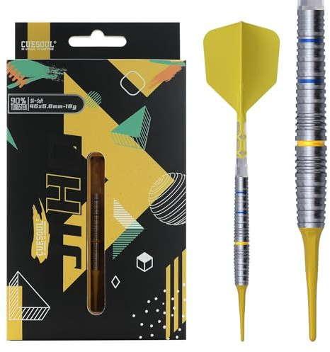 CUESOUL JIHO S6 de 18g con Punta Suave y 90% de tungsteno Juego de Dardos con Vuelo unificando Rost T19