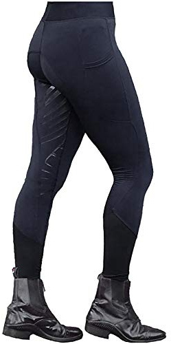 Reithose für Damen, Reithose, Reitleggings für Fitnessstudio, Yoga, Reithose, Übung, hohe Taille, Sporthose, weich, dehnbar, Trainingshose für Damen, Schwarz , L