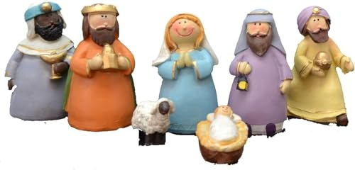 Aries boutique T3 - Navidad Figuras, Belén en Miniatura, Conjunto de 7 Piezas, El Nacimiento del niño Jesús, exhibición de Navidad,
