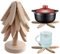 4Pcs Walnut Wooden Trivets Coasters Set, Foldable Tree Shape Trivet Heat Resistant Pads, Reusable Trivets Potholder for Hot Pots Kitchen Accessories Home Table Decor Housewarming Gift (B)