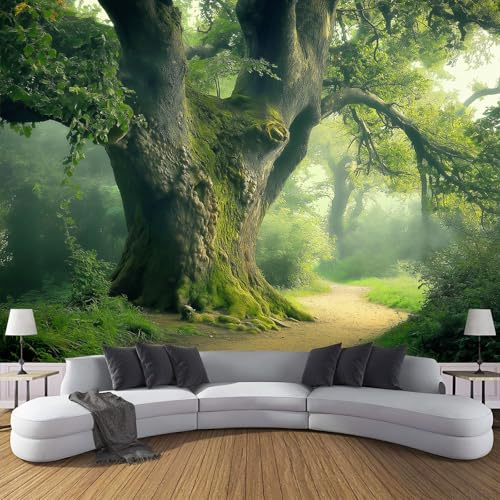 Photo Wallpaper 200x150cm (WxH), Tree Trunk Moss Pattern Bedroom Living Room Home 3D Wall Mural, Magic Forest Silk Cloth Wallpaper Roll Mural, Sofa TV Background Wall Painting