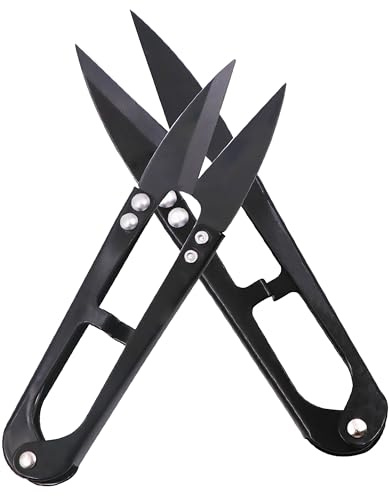 Hongmeru 2-Piece U-Shaped Sewing Scissors, Mini Cross Stitch Cutter, High-Carbon Steel Yarn Thread Snips, Embroidery Scissors, Mini DIY Trimmer for Fabric Cutting, Craft Clipper, Gardening Clippers