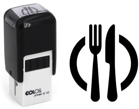 Tampon repas assiette | 11mm | Restaurant menu | Cachet encreur carte de fidélité | Plat couverts | Loyalty stamp traditional restaurant dish