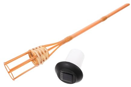 POPETPOP Antorcha De Bambú Solar Para Exteriores Linterna Solar Decorativa Para Jardín y Patio Resistente Al Agua 12 Piezas Iluminación Para Fiestas y Terrazas
