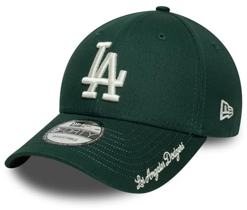 New Era Gorra de béisbol 9Forty con visera para adulto, diseño de Los Angeles Los Angeles Dodgers, color verde oscuro