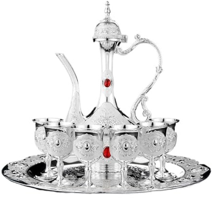 MOBYGKFY Set da Vino Tazza da Vino Bianco Regalo di Nozze Vintage Brocca da Vino in Metallo Decorazione for la casa