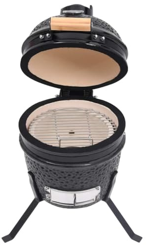 Generico Barbecue Affumicatore 2 in 1 Kamado in Ceramica 56 cm Nero,Cucina e Pranzo,Elettrodomestici,Barbecues-316093