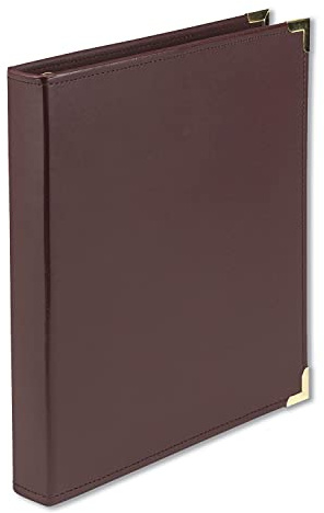 Samsill Classic Collection 3 Ring Leather Binder, Executive Presentation Portfolio, 1 Inch (Holds 200 Sheets), Brass Round Ring, Burgundy