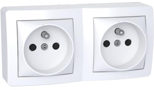 Schneider Electric - Alréa double prise de courant 2P + T connexion rapide avec cadre saillie blanc P - ALB62473P