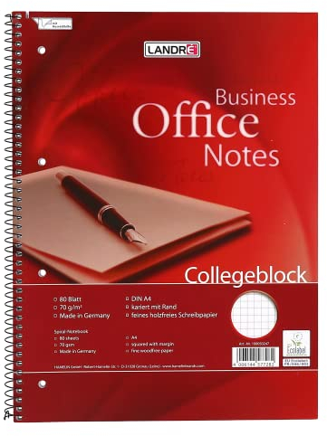 Landré Collegeblock A4 kariert Rand links, 80 Blatt, gelocht, 10 Stück