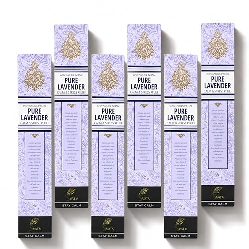 SVATV Forntida lavendel rökelsepinne med förpackning med 6 rökelse för meditation, yoga, andlig, aromaterapi energirening och lugna sinnet - 15 g x 06 rökelse | 90 g | 1,05 oz