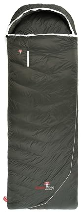 Grüezi bag Biopod DownWool Summer Comfort Links Sommer Deckenschlafsack, 225x80cm, bis Körpergröße 193cm, Tkomf 8°C/Tlim 4°C, Packmaß Ø 19 x 19cm