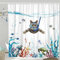 Duschvorhang Tauchen Katze Ozean Print Schildkröte Fisch Seestern Wasserdicht Badevorhang Beständiges Polyester 180 x 180 cm Modernes Badezimmer Dekorationszubehör Kommt mit 12 Duschvorhangringen