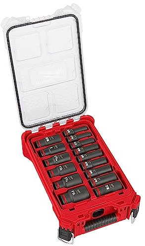 Milwaukee 49-66-6802 Shockwave Impact Duty Socket 1/2 Drive 15-Piece SAE Packout Set