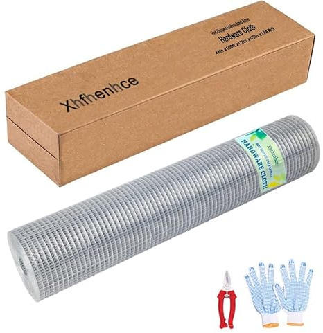 Xhfhenhce Hardware Cloth 1/2inch 48inch x 100ft AWG 19Gauge,Welded Wire Mesh,Hot Dipped Galvanized Chicken Wire Mesh Garden Plants Fencing,Chicken Coop Wire,Rabbit Wire Mesh for Cage Wire