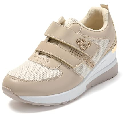 JOMIX Zapatillas Mujer con Cuña Deportivas Mujer Plataforma sin Cordones