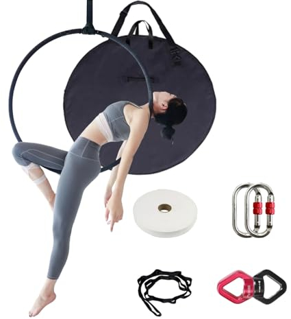 Aerial Hoop Lyra-Aerial-Hoop-Set mit Tragetasche und Anti-Rutsch-Klebeband, Schwarzer Akrobatik-Performance-Aerial-Ring, Einpunkt-Lyra-Hoop für Fitnessstudio/Aufführungsort (Size : 80 cm (31))