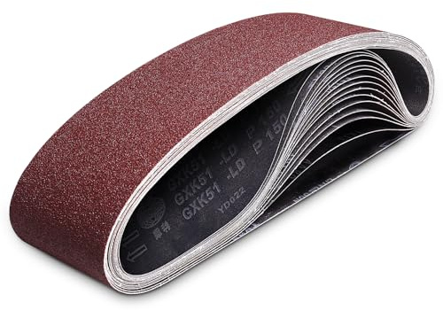 GEOGIEEW 15 Pezzi Nastri Abrasivi 100x915 mm, Set di Nastri Abrasivo per Levigatrice a Nastro e Levigatrice da Banco, 3 Pezzi per Grana 80/120/150/240/320, Carta Abrasiva per Levigatura Precisa